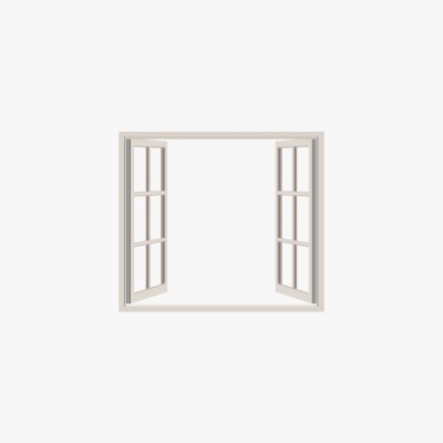 Open White Casement Window with Glass Panes