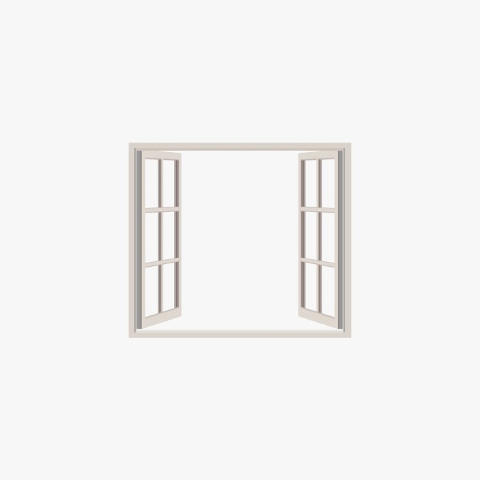 Open White Casement Window with Glass Panes