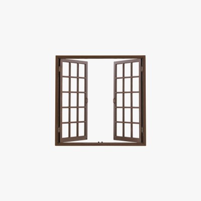 Open White Casement Window with Glass Panes