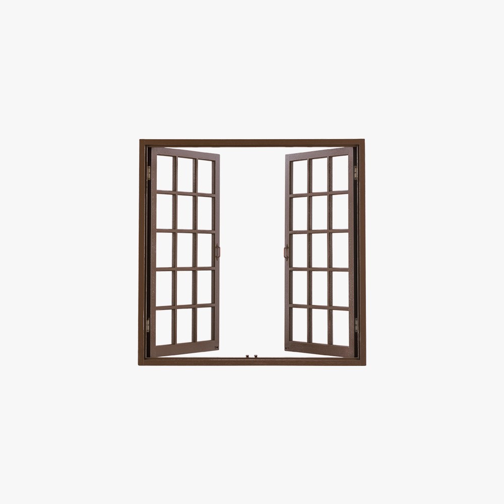 Open White Casement Window with Glass Panes