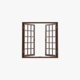 Open White Casement Window with Glass Panes