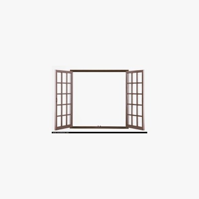 Open White Casement Window with Glass Panes