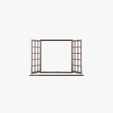 Open White Casement Window with Glass Panes
