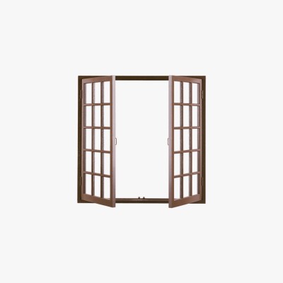 Open White Casement Window with Glass Panes
