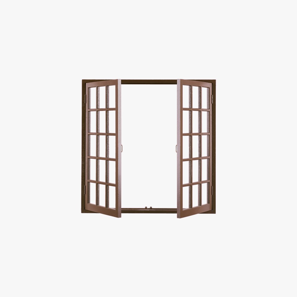 Open White Casement Window with Glass Panes