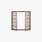 Open White Casement Window with Glass Panes