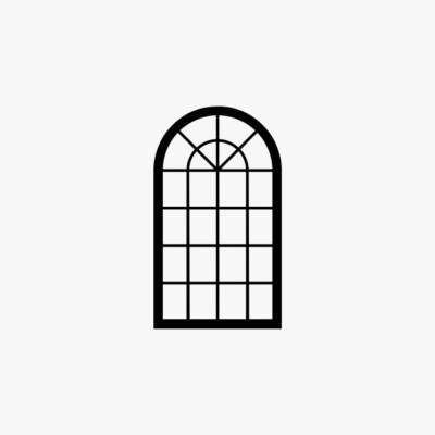Arched Saginaw Window Flat Icon Vector Illustration