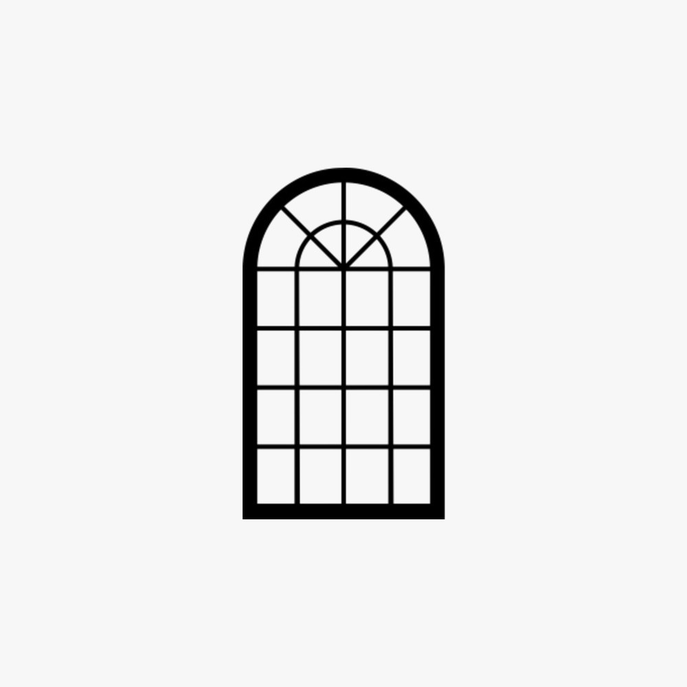 Arched Saginaw Window Flat Icon Vector Illustration